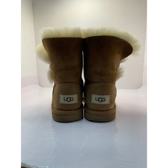 UGG Australia Bailey Button Boots Chestnut Girls Size 2 - Picture 5 of 8